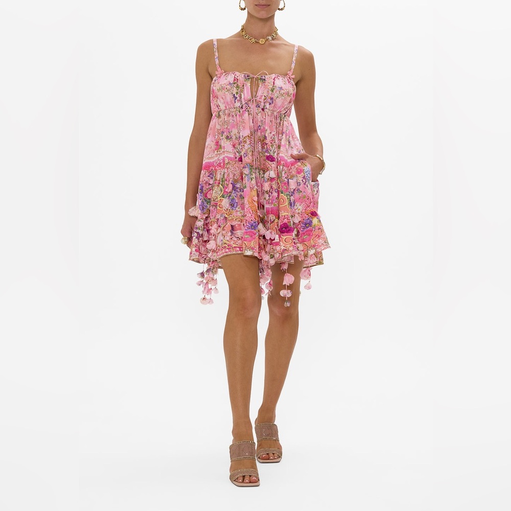Camilla Tiered Mini Dress in Totally Ozmopolitan Print